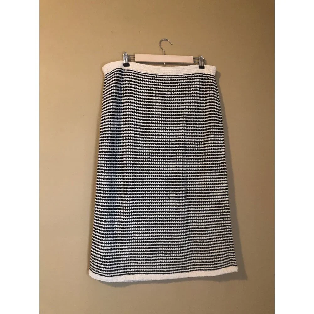 NWT Tory Burch stripe crochet drawstring knit midi skirt